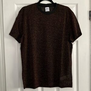 Zara Black and Gold Short Sleeve Tee